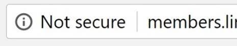 Google Chrome warning symbols for sites that are not secure